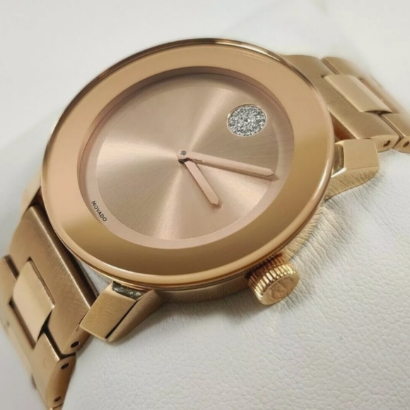 **SOLD** MOVADO BOLD 3600086 Rose Gold Stainless Steel Crystal Dot Ladies Watch - Picture 5 of 13